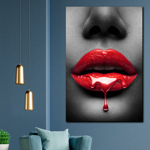 Tablou canvas Black Red Lips